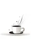 Placeholder: Monday: A cup of coffee with steam rising, like a rocket launching into a week of possibilities. (Style: Minimalist) (Mood: Energetic, Optimistic) (Lighting: Bright) (T-shirt design graphic, vector, contour, white background)