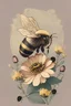 Placeholder: in a cosy vintage style, a bumble bee lands on a flower