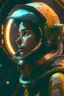 Placeholder: 0The player is wearing an astronaut helmet, in the style of cyberpunk dystopia, 32k uhd, womancore, bronze and amber, dreamlike settings, gorecore, ivan albright –ar 107:53 –