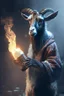 Placeholder: Thug goat holding Molotov, dramatic lighting, matte painting, highly detailed, cgsociety, hyperrealistic, --no dof, --ar 2:1