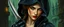 Placeholder: pen outline and realistic airbrush, upper body portrait of clever crow vintage cloaked assassin thief quickling juggler weird pretty woman with Damascus steel sacrificial dagger in then elven magical green city of Forgotten Realms, myth drannor