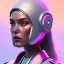 Placeholder: woman, rounded face, pink, round helmet, decorative color feathers, retro futuristic, latex coat, soft color, highly detailed, art stations, concept art, smooth, unreal engine 5, god rays, ray tracing, RTX, lumen lighting, ultra detail, volumetric lighting, 3d, finely drawn, high definition, high resolution.