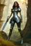 Placeholder: milf, brunette hair, leather armor, stand on a rock, forest, 8k resolution, high-quality, fine-detail, intricate, fantasy art, detailed matte, volumetric lighting, illustration, 3D