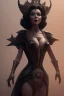 Placeholder: Joan Collins as evil queen in black leather, leather, busty, cleavage, angry, stern look. character design by cory loftis, fenghua zhong, ryohei hase, ismail inceoglu and ruan jia. unreal engine 5, artistic lighting, highly detailed, photorealistic, fantasy