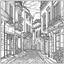 Placeholder: outline art for Old italy street for adults with Old italy street , white background, Sketch styl, only use outline. clean line art, no shadows and clear and well outlined, Intricate Patterns and Details