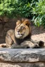 Placeholder: A relaxed lion lounging in the shade, showing a calm demeanor.