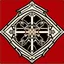 Placeholder: Make a medieval symbol for a samurai knight, it must be dark red and symmetrical.