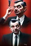 Placeholder: mr bean as the mafia godfather, 4k, trending art, weird perspective, realism, spray paint, chalk