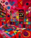 Placeholder: A magenta psychic library painted by Wassily Kandinsky