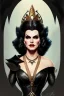 Placeholder: painting of EZADA SINN as evil queen in black leather gown, feminie, angry, stern look on her face, emperious, highly detailed, digital painting, artstation, concept art, smooth, sharp focus, illustration, art by gaston bussiere and alphonse mucha