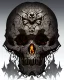 Placeholder: A beautiful highly detailed ornate intricate portrait of a flaming demon skull made of shiny obsidian glass :: reflective, glassy :: subtractive lighting, backlit :: by John William Waterhouse, Greg Rutkowski, HR Giger :: hyperrealistic, hyper detailed, photorealistic :: epic, incredible composition, amazing depth, meticulously composed, 16k resolution concept art :: fantasy magazine cover art