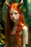Placeholder: pretty girl, aged 13, ginger, conventionally attractive, realism, dreamy, tight top, bright clothes, full length, faun, satyr