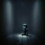 Placeholder: lonely robot in a dark room