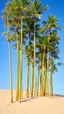 Placeholder: realistic photo of a tall bamboo trees in a landscape covered in sands