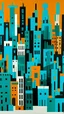 Placeholder: A teal city with towers painted by Stuart Davis