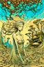 Placeholder: create a highly ethereal, darkly magical surrealist full body illustration of Lamae Bal, with highly detailed and deeply cut facial features, in the chaotic, turbulent, otherworldly landscape of Coldharbour in the style of SALVADOR DALI, GUSTAV KLIMT, and KATHE KOLLWITZ combined with the comic art style of BILL SIENKIEWICZ and JEAN GIRAUD MOEBIUS, searing lines and forceful strokes, precisely drawn, inked, and darkly colored