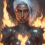 Placeholder: Ana de Armas, tom Bagshaw art style, high detail, high quality, ebony goddess, heater, iron coil heater, gears, steam, steal ribcage, steal breastplate, white hair, fire heart, heart on fire, metal made, 4k, high resolution. full detail. digital art, anime, cartoon