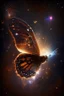 Placeholder: A light luminous brown butterfly in a galaxy of stars in space