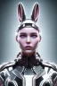 Placeholder: MCU Portrait, Front image, cyberpunk rabbit mask, us woman, black pink color, latex dress, highly detailed, concept art, smooth, unreal engine 5, god rays, ray tracing, RTX, lumen lighting, ultra detail, volumetric lighting, 3d, finely drawn, high definition, high resolution.