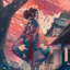 Placeholder: a girl wearing a kimono with ornaments and the leaves falling from the trees near a street filled with beautiful cherry trees futurism, digital art, full details, high resolution, colorful, 4k, HD