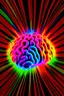 Placeholder: A picture of a brain using a lot of energy. Show electricity, vivid colors and the brain should be converting food into energy