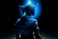Placeholder: a twi'lek in tattered clothing from behind, looking up at the night sky at the Star Wars entity abeloth, as she descends from the sky, a swirling blue portal behind her far away in the sky