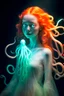 Placeholder: feral ginger girl squid ghost with a weird illusion glowing and shining