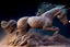 Placeholder: a gorgeous horse-like being created out stone (coming out from the ground), dust dances around, by Vladimir Matyukhin, RAW, intricate, vibrant colors,(((facing viewer)))