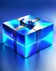 Placeholder: gift box, sport, technological, holographic, blue elements, light background, contour light