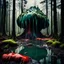 Placeholder: Hyperrealistic photograph, polaroid, irregular swamp, 8k, 3d render, Zdenek Burian, horrific giant blob, melting horror, tridimensional figures, intricate patterns, forest, sinister scribbles, colors, shot on Hasselblad, Yves Tanguy, 33mm photography