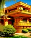 Placeholder: A golden orange colored ironworks painted by Frank Lloyd Wright