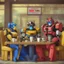 Placeholder: Optimus prime, bumblebee and ratchet at the cafe, sitcom style tv show.