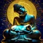 Placeholder: the style of Gustave Klimt, a Siamese cat sleeping in the lap of a sitting stone statue of a Buddha, completely relaxed. Modifiers: elegant dof photorealistic beautiful dynamic lighting 4K 3D cinematic postprocessing acrylic art focused stars neon glowi