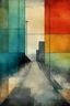 Placeholder: Abstract of an empty street minimalist art in the style of Paul Klee with grunge textures and heavy impasto textures