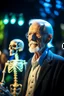 Placeholder: portrait of flashy transparent old man scientist in the zoo showing of his glowing skeleton, zeiss prime lens, bokeh like f/0.8, tilt-shift lens 8k, high detail, smooth render, down-light, unreal engine, prize winning