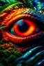 Placeholder: Giant dragon eye peaking from a lush brush, macro lens, extreme detailed, photorealistic, cinematic lights, luminous eye, striking contrast, exquisite clarity