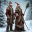 Placeholder: two elves. woman and man. Christmas scene. photorealistic. low-key