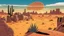 Placeholder: desert city far in the background comic style