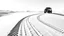 Placeholder: following truck tire tracks in the desert, black on white vector