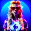 Placeholder: Shakira, artist, 30 years old, Realistic image, waist up portrait, etro style dress. Gucci sunglasses. Blonde, loose long hair, eyes make up, perfect, glow, circle iris. Neon colors, leds, geometric shapes. Dark background. Cyberpunk, concept art, smooth, unreal engine 5, god lights, ray tracing, RTX, lumen lighting, ultra detail, volumetric lighting, 3d, finely drawn, high definition, 4k.