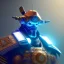 Placeholder: A portrait of a crystalised robot samurai with yakuza tatu, atmospheric, realistic, unreal engine cosmic galactic, cinematic lighting, octane render, random colors, transparent, cosmic ambiance, masterpiece, art by Yoji Shinkawa, composing fit inside