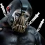 Placeholder: Ape earing Bane mask, visually stunning, trending on sci-fi forums and websites, explores the limits of technology and humanity, thought-provoking theme