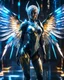 Placeholder: Length picture night Photography Realistic High Details,Natural Beauty,Full body Beautiful Angel Pretty woman cybernetic ,futuristic warframe armor,wings ,in Magical Planets Cosmic full of lights colors,glowing in the dark, Photography Art Photoshoot Art Cinematic Soft Blur Colors