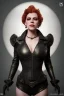 Placeholder: Hannah Waddingham as evil queen in black leather, busty, cleavage, voluptous, rebecca Welton, angry, stern look. character design by cory loftis, fenghua zhong, ryohei hase, ismail inceoglu and ruan jia. unreal engine 5, artistic lighting, highly detailed, photorealistic, fantasy