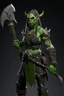 Placeholder: green skin tall female orc platted ponytail pirate barbarian long axe