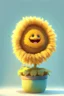 Placeholder: Cheery and cute sunflower in a pot avatar full body in fluffy material