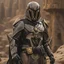 Placeholder: star wars bald male corellian pilot wearing pearlescent black and gunmetal grey First Order special forces heavy assault armor and helmet with gold trim inside the jedi temple, centered portrait, hyperdetailed, dynamic lighting, hyperdetailed background, 8k resolution, volumetric lighting, light skin, fully symmetric details