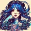 Placeholder: singer Melanie Martinez face, beautiful cyberpunk, hyperdetailed, illustration by Katsushika Hokusai, darkblue tones,