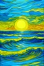 Placeholder: Arcoíris sobre el mar con cielo celeste y sol radiante al estilo de van gogh