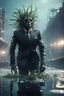 Placeholder: xcom's terror from the deep giger style wesley snipes alien with suit and tie and sea weed crown crawling while hovering over the icy docks in fallout 4 setting, bokeh, downlight, prize winning, depth of field, in the style of ivo caprino